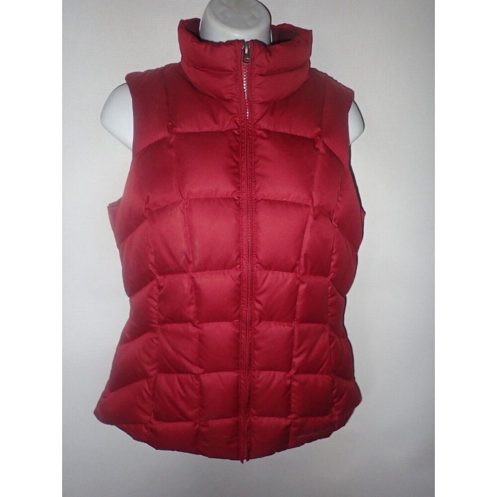 Eddie Bauer puffer vest women XS Full Zip Down‎ EB650 side Tabs Hiking Outdoor